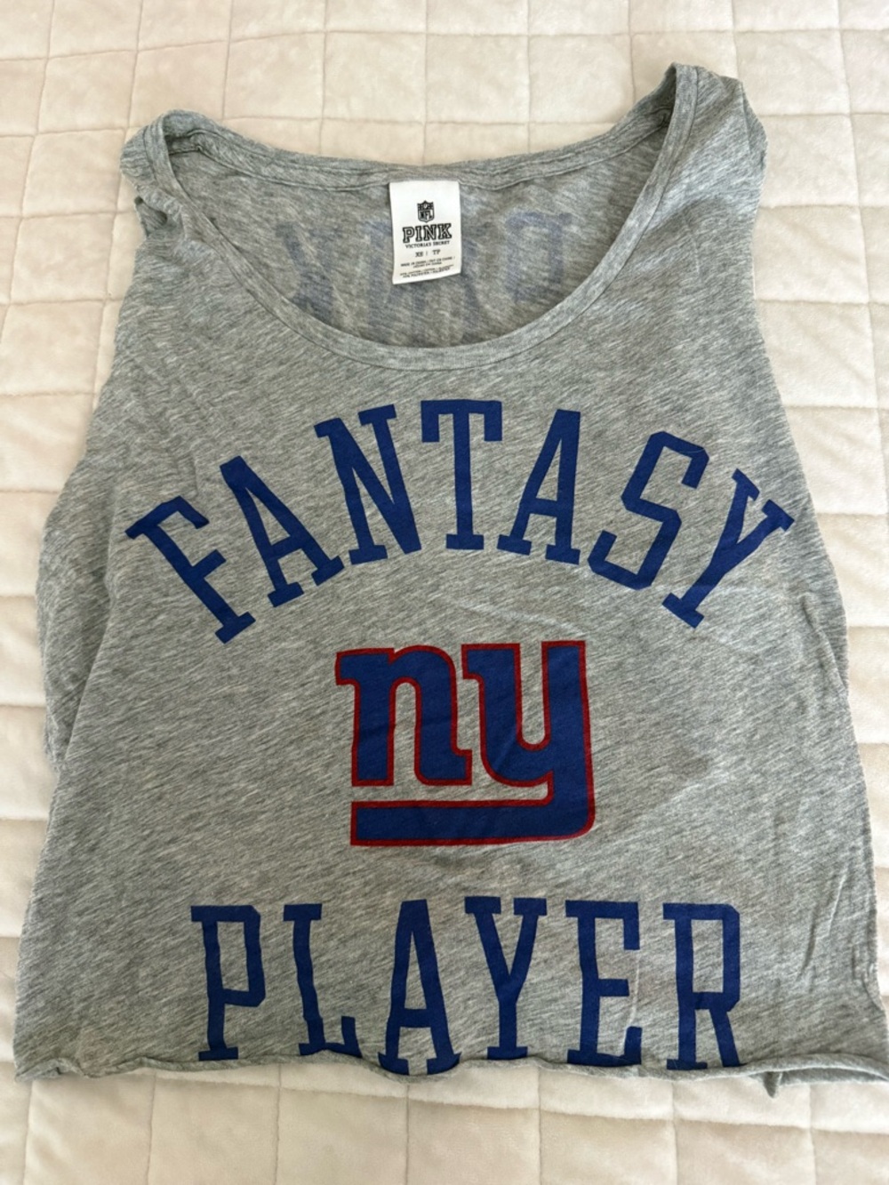 PINK Gray "Fantasy Player" NY Giants Graphic Tank